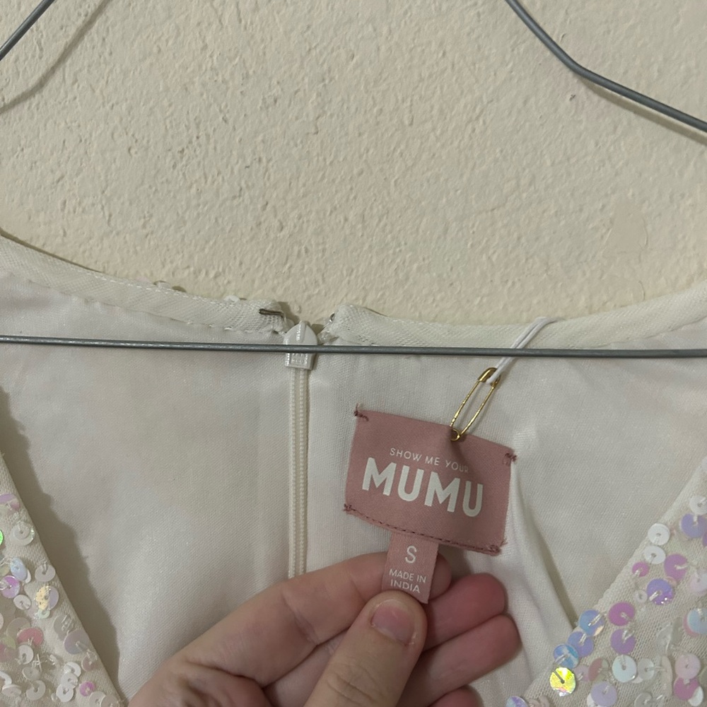 Show Me Your MuMu White Iridescent Sequin Mini Dress - Picture 9 of 9